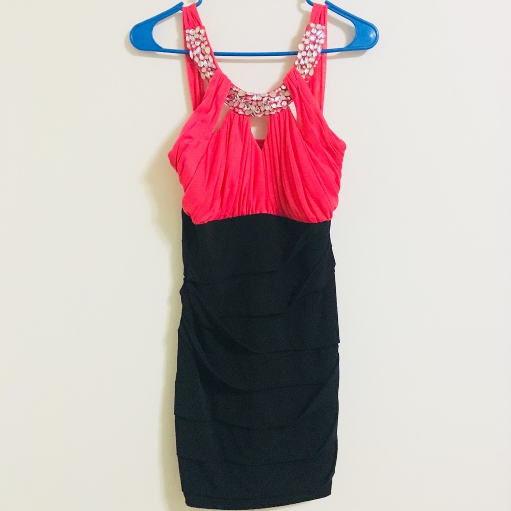 Black and Pink form fitting dress